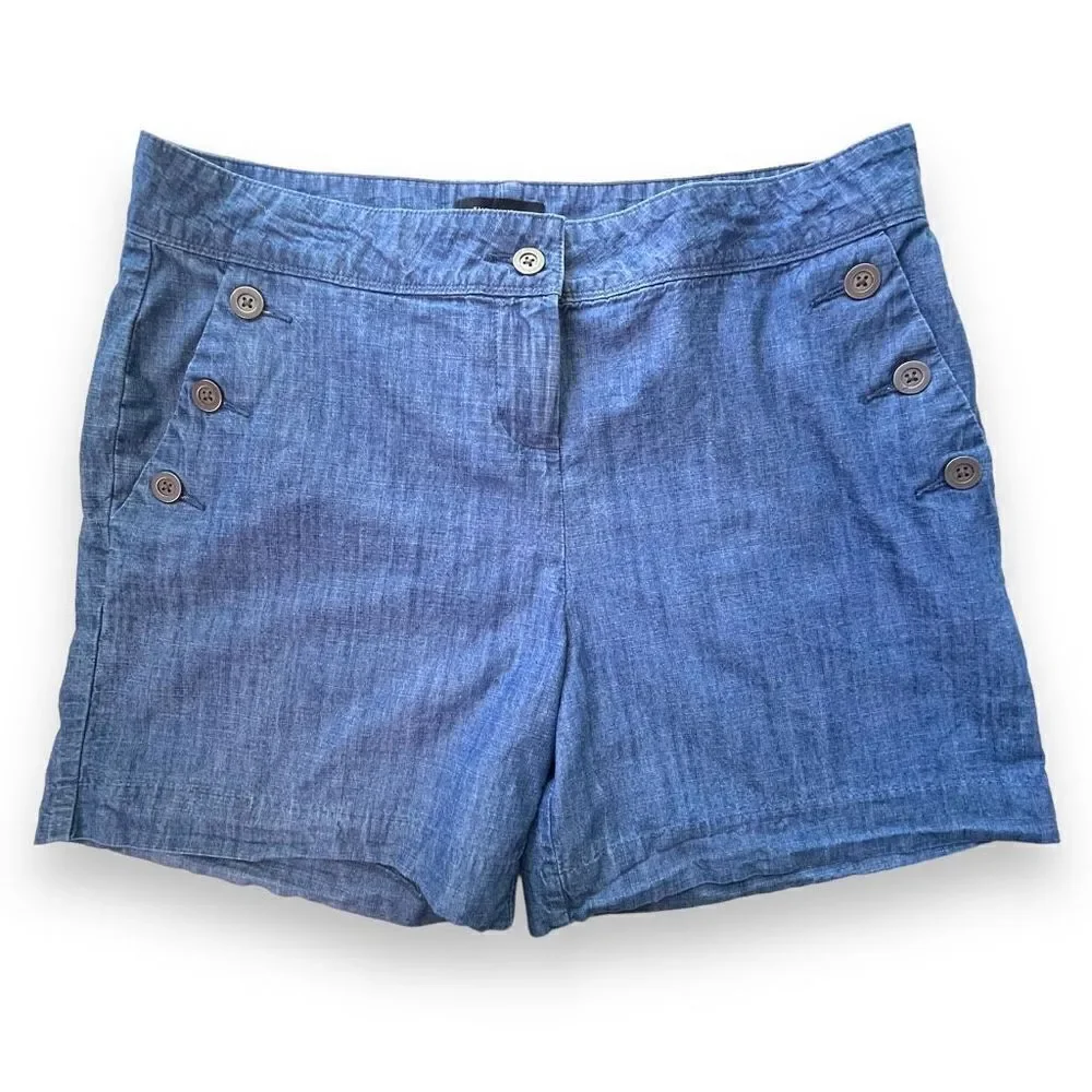 The Limited Women's Highwaisted Buttoned Pockets Tailored Fit Shorts Blue Size 1